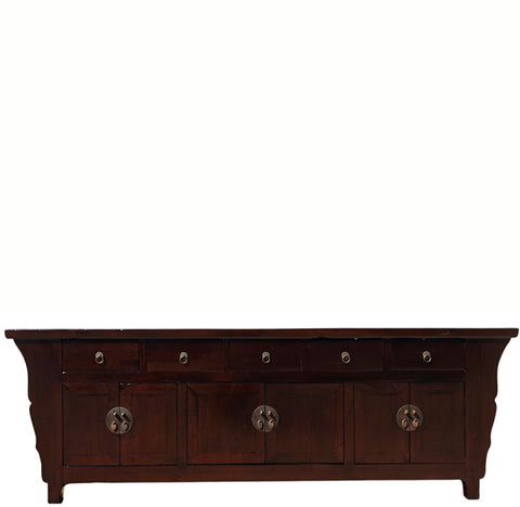 93" Long Antique Chinese 5 Drawer Buffet Sideboard Cabinet