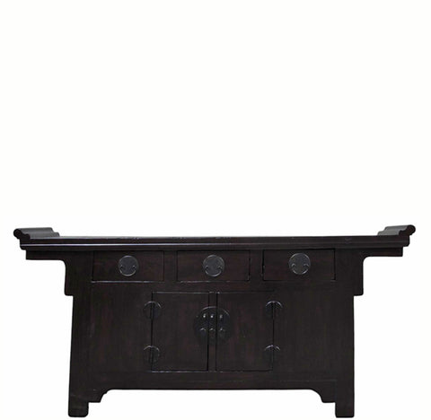 Antique Chinese Elm Everted Flange Altar Sideboard Cabinet