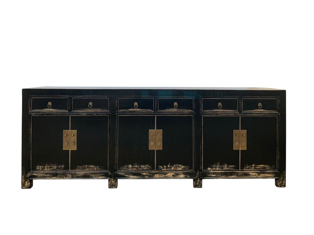 Rustic Chinese Solid Pine 6 Drawer Sideboard