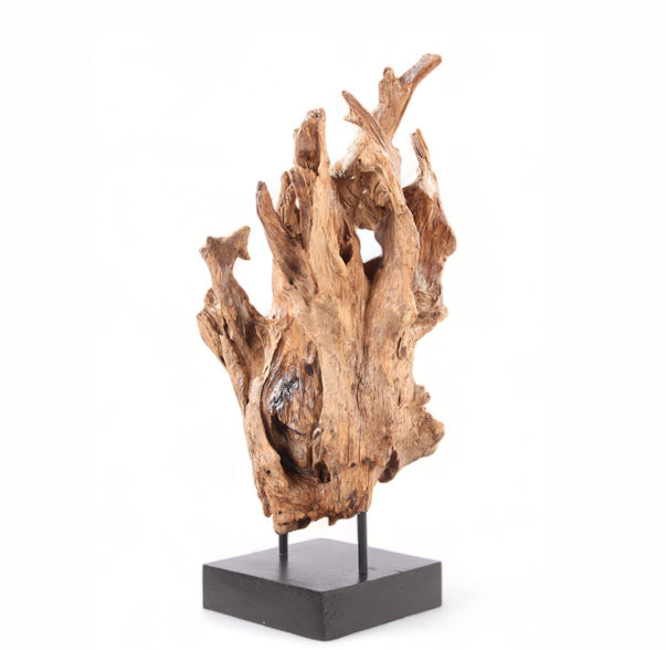 Table Top Organic Teak Sculpture- 38" Inch Tall