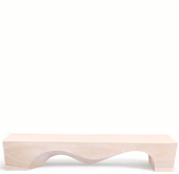 71" Inch Long Modern White Sculpture Bench - 5