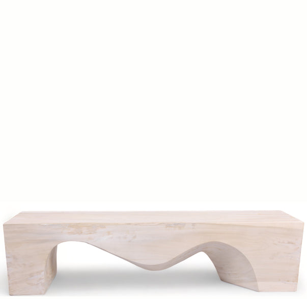 71" Inch Long Modern White Sculpture Bench - 8