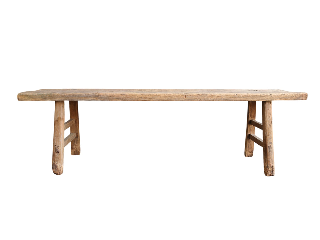 Vintage 72" Long Elm Wood Bench