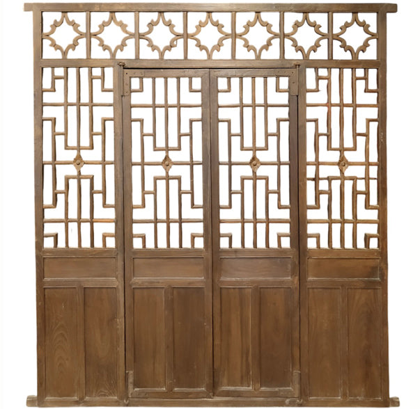 Antique Chinese Lattice Door Screen Panel