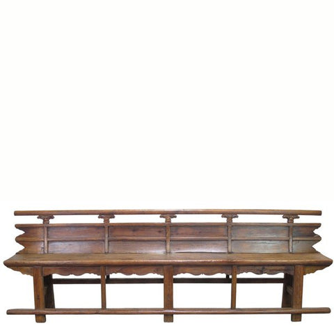 Antique 111" Inch Long Elm Wood Bench - Dyag East