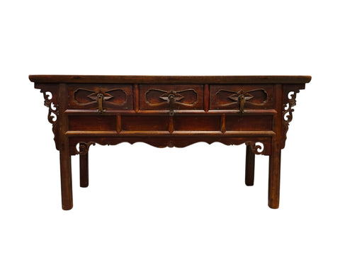Antique 19th Century Solid Elm Altar Console Table - Dyag East