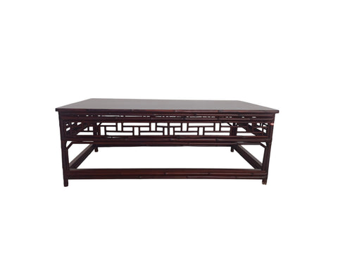 Antique Carved Bamboo Wooden Kang Coffee Table - Dyag East