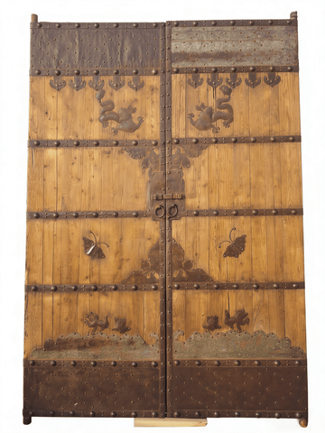 Antique Chinese Courtyard Doors with Iron Motifs - Dyag East