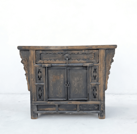 Antique Distressed Elm Altar Cabinet - Dyag East