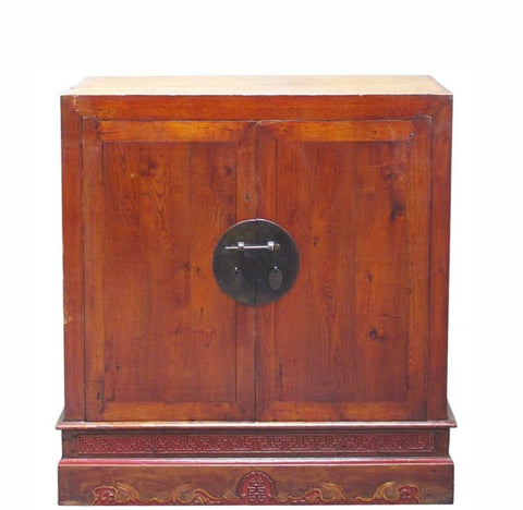 Antique Square Corner Elm Storage Cabinet - Dyag East