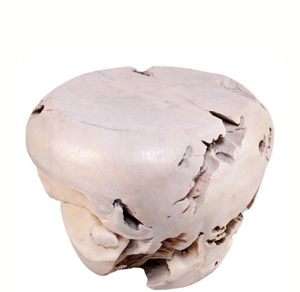 Bleached White Teak Root Accent or Side Table or Stool 24 - Dyag East