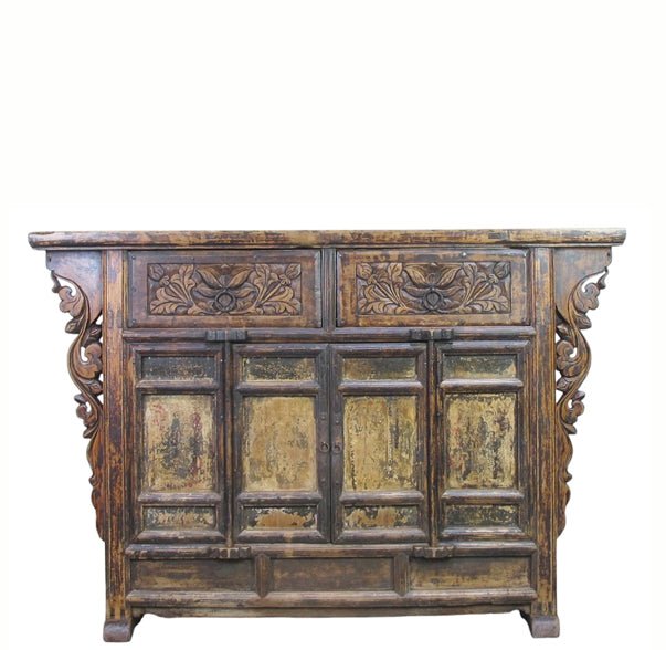 Carved Elm Dual-Drawer Cabinet - Dyag East