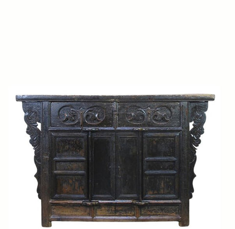 Dual-Drawer Coffer Cabinet with Carved Sides - Dyag East
