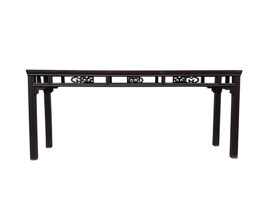 Early 19th Century Chinese Elm Console Table with Openwork Apron - Dyag East