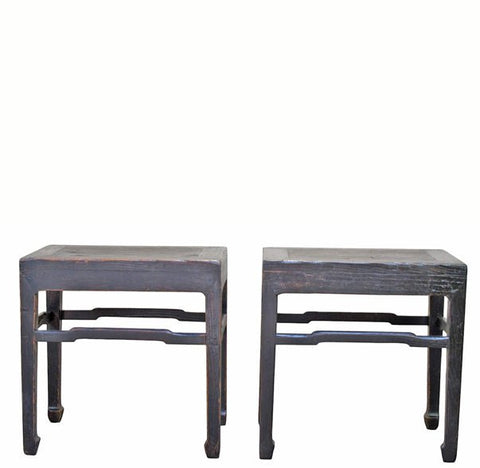 Pair of 19th Century Black Lacquered Side Tables - Dyag East