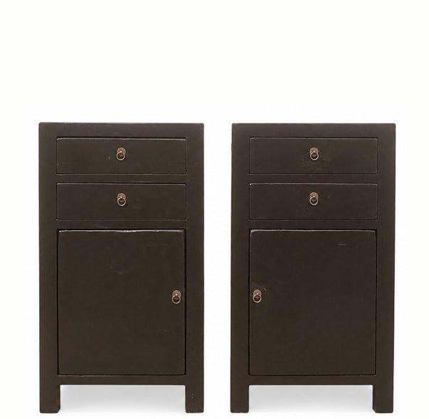 Pair of Antique Black Night Stand or Accent Cabinets or Side Table - Dyag East