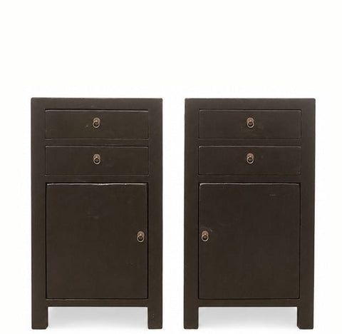 Pair of Antique Black Night Stand or Accent Cabinets or Side Table - Dyag East