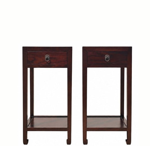 Pair of Asian Elm Accent Tables - Dyag East