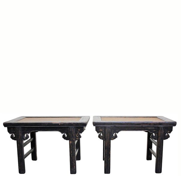 Pair of Rattan Top Side Tables - Dyag East