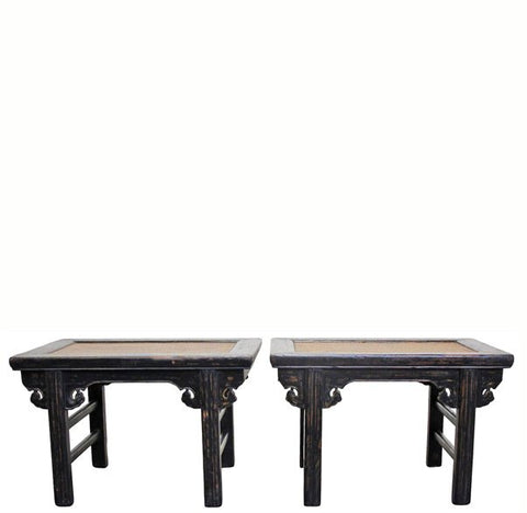 Pair of Rattan Top Side Tables - Dyag East