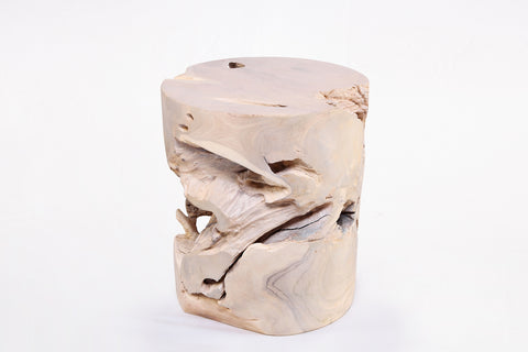 Z-Bleached White Teak Root Accent or Side Table or Stool 40