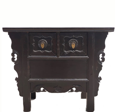 Dark Brown Antique Coffer Table with 2 Drawers