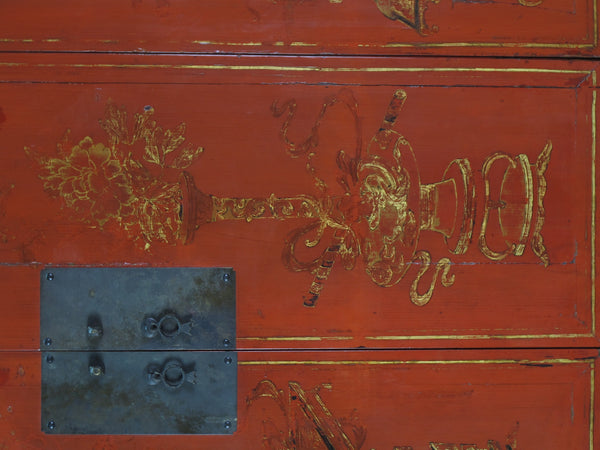 Red Antique Chinese Wedding Cabinet – 77 inches Tall