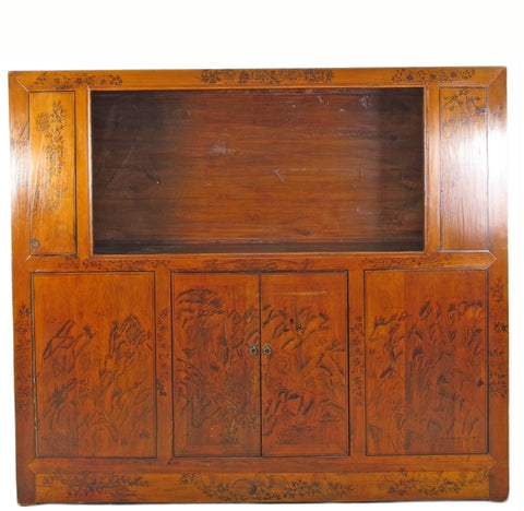 Hand Painted Chinese Antique Display Cabinet – 59 inches tall, Hand-Painted Design