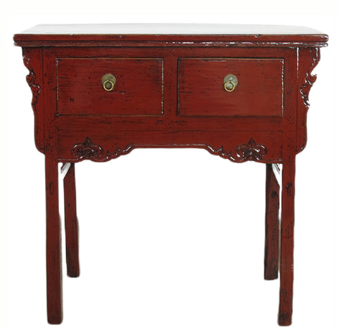 Small Red Vintage Wine Console Table
