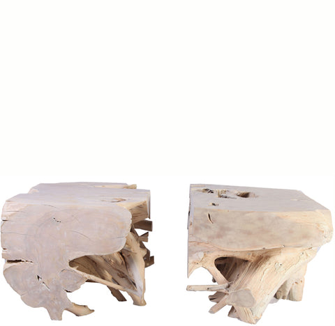 Z-Pair of Sculptured Teak Root Coffee Table Base 2