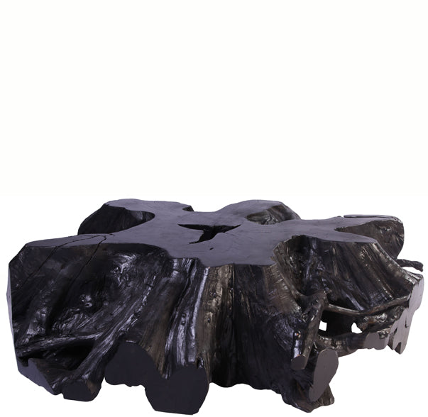 62" Inch D Round Black Organic Teak Root Coffee Table 22