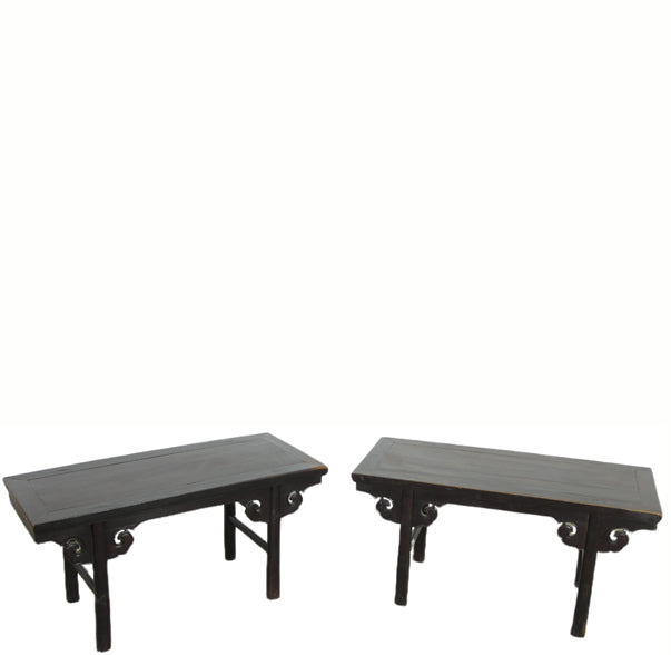 Z-Clouds Spandrels Antique Chinese Coffee Table or Accent Table, A Pair