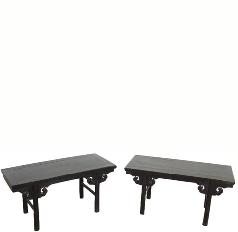 Z-Clouds Spandrels Antique Chinese Coffee Table or Accent Table, A Pair