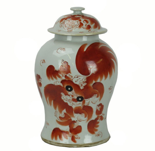 Red Dancing Lion Jar - Dyag East