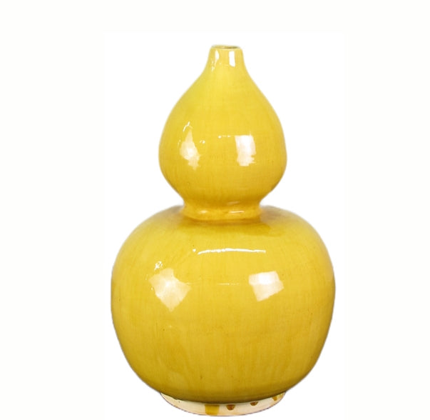 Yellow Bottle Gourd Shape Vase