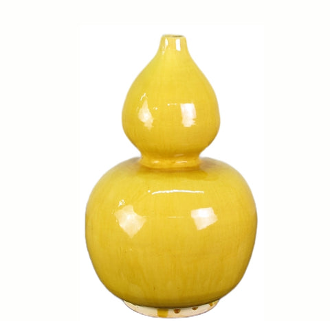 Yellow Bottle Gourd Shape Vase