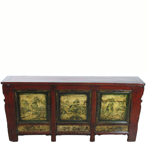 Mongolia Sideboard with Hand Painted Mountains Doors