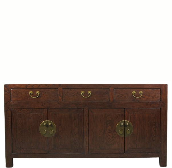 Z-Vintage Brown 66" Long Asian Sideboard Cabinet