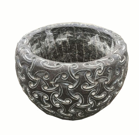 Black Carved Stone Planter - Dyag East