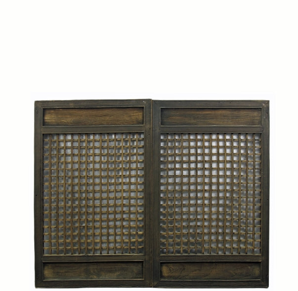 Pair of Antique Chinese Latticed Screen Panel 1