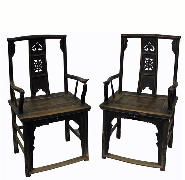 A Pair of Antique Chinese Southern Official Hat Armchairs - Dyag East
