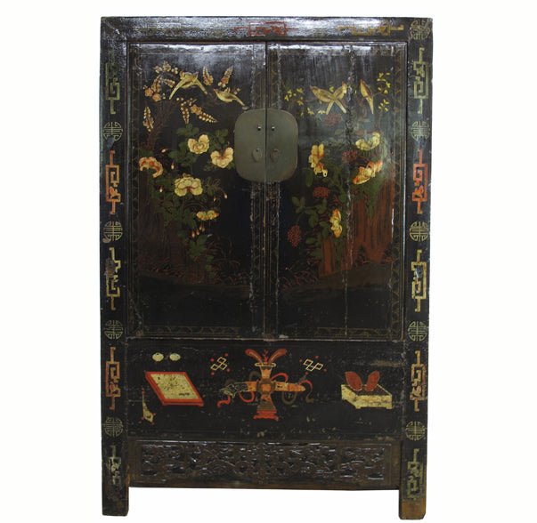 Birds and Flower Antique Chinese Cabinet - Dyag East