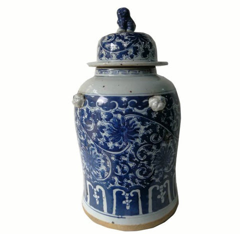 Blue and White Oriental Decorative Porcelain Ginger Jar - Dyag East