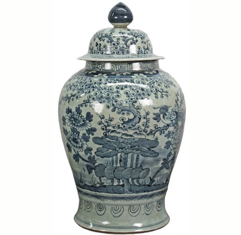 Blue & White Ginger Jar - 24" Inch High - Dyag East