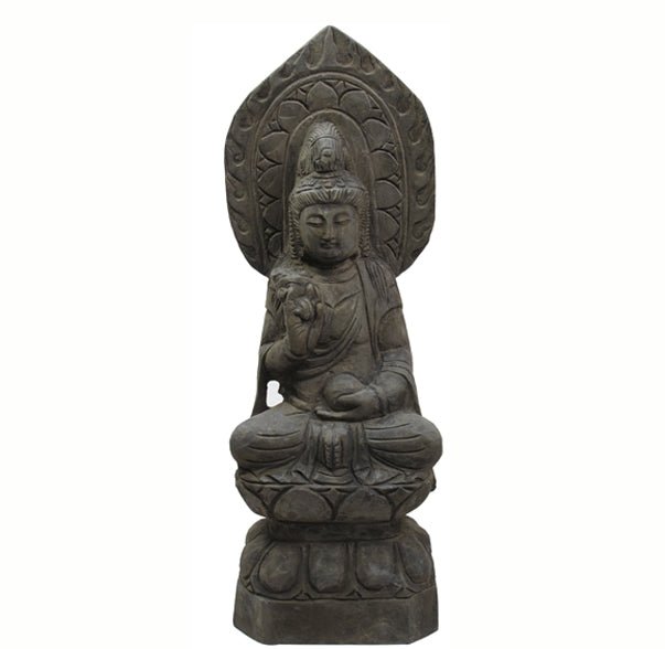 Hand Carved 27" Tall Stone Seating Buddha Status - Dyag East