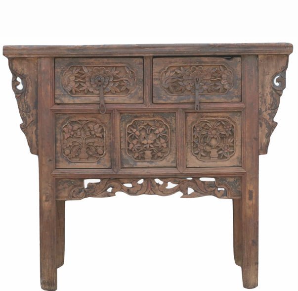 Hand Carved Early 19 Century Antique Chinese Console Table - Dyag East