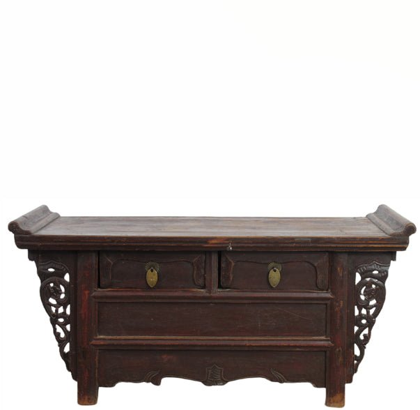 Hard Carved Antique Accent Table - Dyag East