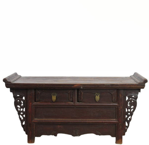 Hard Carved Antique Accent Table - Dyag East