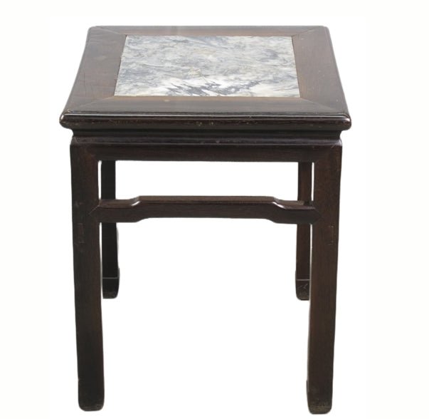 Marble Top Square Dark Brown Accent Table or Stool - Dyag East