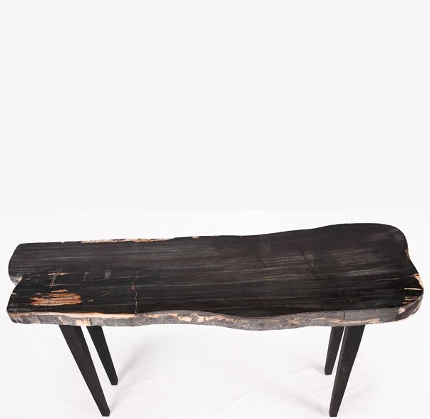 One Slab Living Edge Petrified Wood Console Table 50 - Dyag East